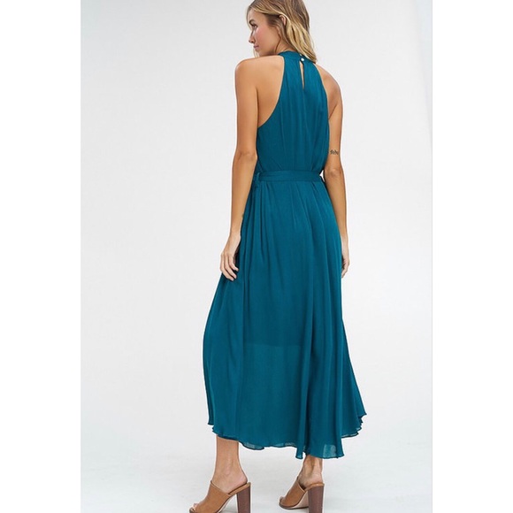 Last☝️Emerald Halter Neck Maxi Dress - Picture 2 of 6